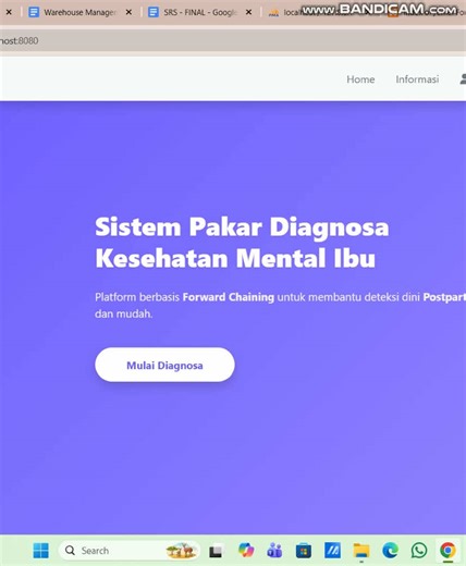 💜 Sistem Pakar Diagnosa Kesehatan Mental Ibu Berbasis Forward Chaining deteksi dini postpartum depression cepat, aman, dan mudah digunakan. #sistempakar #forwardchaining #kesehatanmental #skripsi #webdevelopment