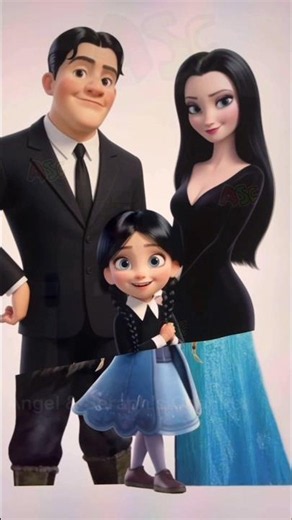 Frozen Elsa + Wednesday Addams Family😱 #shorts #wednesday #digitalart