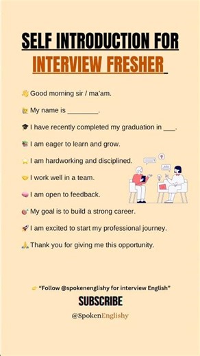 Self Introduction for Interview 🔥 | Fresher English Speaking #interviewpreparation #shorts