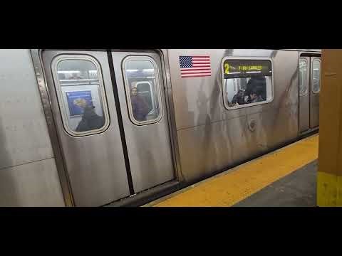 Manhattan bound Local R142A (2) train at Franklin Avenue–Medgar Evers College