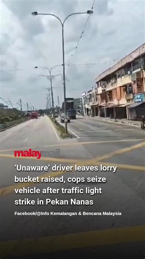 Police have seized a sand lorry after its raised rear bucket struck an electrical cable linked to a traffic light in Pekan Nanas, Pontian, an incident that later circulated widely on social media. Pontian district police chief Superintendent Hadzrat Hussein Mion Hussain said preliminary investigations found that the incident occurred at about 2.50pm yesterday and involved a 53-year-old local man driving from Pontian towards Pekan Nanas. “The driver claimed he was unaware that the bucket was rais