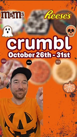The Crumbl Cookies Halloween lineup has THREE new items with a Dot Cake Cookie, collabs with Reese's and M&M's, and a Tres Leches Cake. Red Velvet is also getting the Spooky treatment! #crumbl #crumblcookies #crumblcookiesoftheweek #halloweencookies #cookies