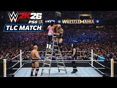 WWE 2K26 PS5 TLC Match 💥 Steve Austin vs Sting vs The Rock vs Bret | Insane Ladder Moments!