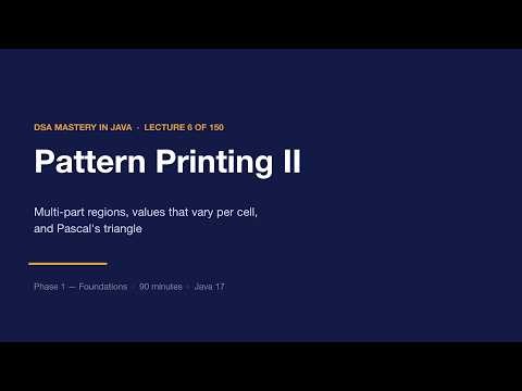 Java Pattern Printing: Pascal’s Triangle & Number Patterns | DSA Course #06