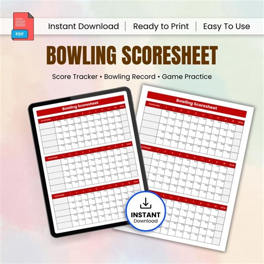 Bowling Scoresheet Printable Bowling Score Card, Game Tracker, League Record Sheet PDF - Etsy