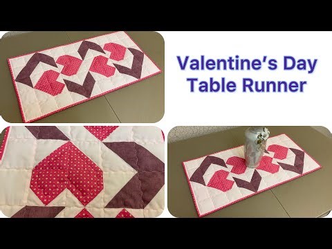 Valentine's Day Beautiful Patchwork Table Runner "Hearts"- How To For Beginners