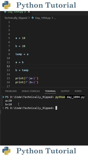 The Cleanest Way to Swap Variables in Python | Python Tutorial