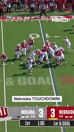 N.Hunter rushed for 10 yards for the first TD of the game. #Indiana vs #Nebraska is streaming live now on FOX One. @CFB on FOX #BigNoonSaturday