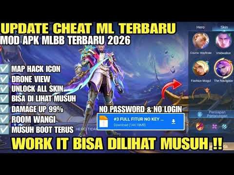 CHEAT ML AUTO AIM ｜｜ MOD MENU MOBILE LEGENDS 2026 ｜｜ AUTO AIM ALL HERO + MAP HACK + UNLOCK ALL SKIN