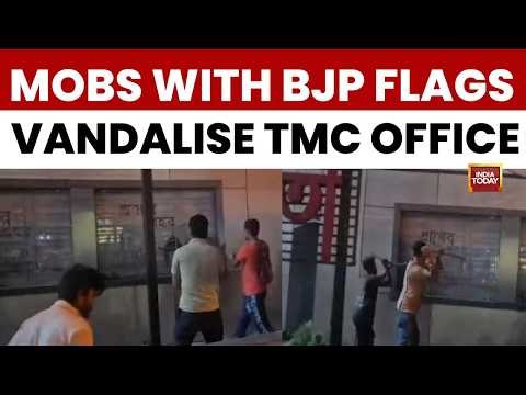 Bengal Post-Poll Violence: TMC Office Vandalised In Kolkata By Mobs Carrying BJP Flags