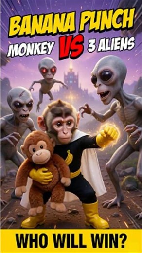 Banana Punch Monkey vs Alien Bullies | Funny AI Animated Short
