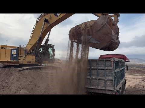 Caterpillar 390F Excavator Loading Overburden On 4 Axle Trucks 4K - Sotiriadis Mining Works