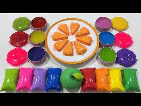 ASMR Giant Slime Mixing 🍎 Soft Clay Stretching, Glitter & Sticky Sounds