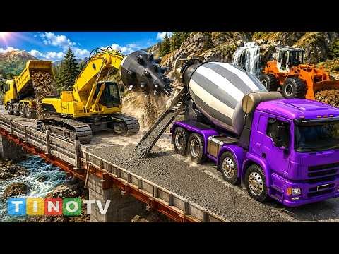 Bridge COLLAPSES Under Heavy Construction Trucks! 🚧 Excavators Build Massive New Steel Bridge