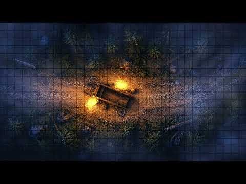 Forest Wagon | Fantasy Animated Battle Map | 1 Hour Seamless Loop | Grid