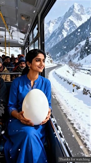 A large egg rolls through the snow and reaches a bear's cave 😭 #ai #egg #save #bear