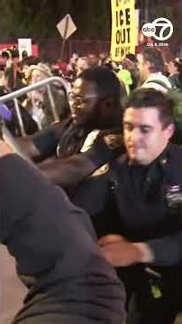 Anti-ICE protest escalates outside of hospital where man shot during ICE operation is being treated