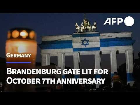 Berlin's Brandenburg Gate in colours of Israel flag for October 7th anniversary | AFP