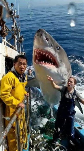 Sudden Shark Attack! Terrifying Moment at Sea 🦈🚢#SharkAttack #OceanPredator #TerrifyingSea #SeaPre