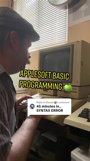 Replying to @Biscuit 🍪 An ERROR by any other name would smell as sweet…AppleSoft BASIC “Snake” game by @The Coding Train #80s #tech #retrocomputer #retrogaming #floppydisk #programming #coding #snakegame #ASMR