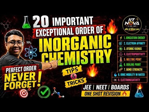 🔥 20 Important Exceptional Orders in Inorganic Chemistry | JEE & NEET Revision 🧪