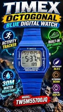 Timex TW5M55700JQ 🔵 Blue Digital Watch with Activity Tracker & Step Counter!