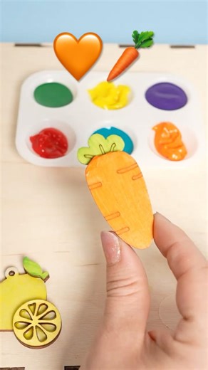 What color should we paint the carrot🥕? How about a lemon🍋?! Easy Crafts! #shorts