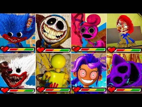 Poppy Playtime: Chapter 1~5: All Main Bosses With Healthbar & Death Scenes in FULL BRIGHT MODE 