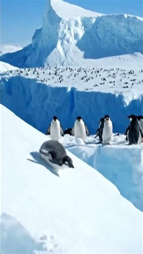 Penguin Jumps From Ice Cliff Into The Ocean! 🐧❄️ #Shorts