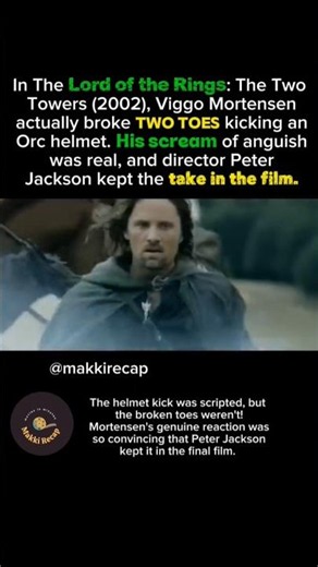 In The Lord of the Rings: The Two Towers (2002) Viggo Mortensen's Real Injury #lotr #lordoftherings
