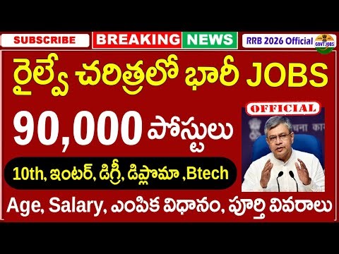 🚨🚨 రైల్వే శాఖలో 90000 ఉద్యోగాల భర్తీ పోస్టులు ఇవే | RRB Railway Vacancy 2026 | Govt Jobs Search