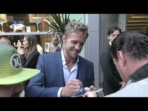 Matt Barr talks about his movie The Layover outside ArcLight Theatre in Hollywood