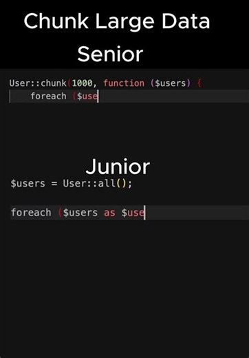 Laravel 😱 Process Millions of Records with Chunk() | Laravel Performance Tips #Shorts