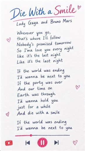 Die With a Smile (Lyrics) - Lady Gaga and Bruno Mars #diewithasmile #ladygaga #brunomars #lyrics