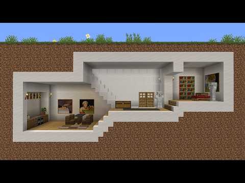 Minecraft - How to build a Modern Underground Base House 7