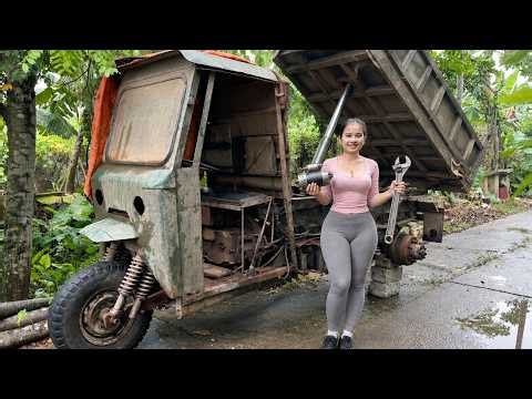 Talented Girl Restarts a 3-Wheel Dump Truck Left Abandoned for Years by a Local Man