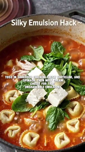 Bistro-style Creamy Tortellini Soup 🥣 Save this! 👇 #SoupSeason #TortelliniSoup #EasyDinner