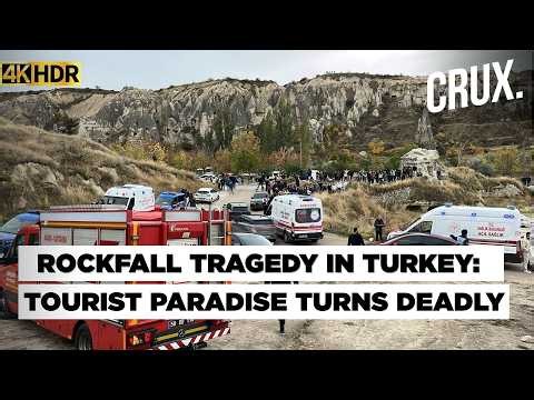 Shocking Scenes as Fairy Chimney Crashes Down in Cappadocia, Visitors 'Trapped Under Falling Rocks'