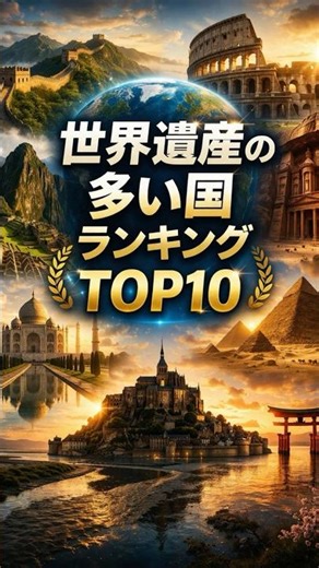 世界遺産の数が多い国はどこ？世界遺産の数が多い国ランキングTOP10【日本は何位？】 #クイズ#ランキング #雑学