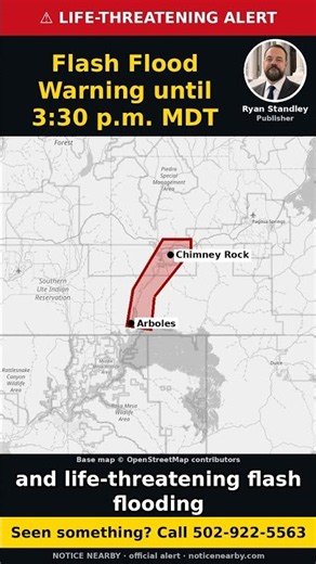 Flash Flood Warning: Arboles & Chimney Rock, Archuleta County CO, until 3:30 PM MDT #Shorts