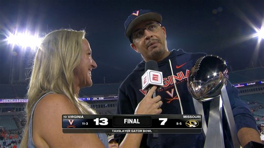 “This team will be remembered forever.” Tony Elliott on his team becoming the first in Virginia Cavaliers history to win 11 games in a season 👏 | ACC Network
