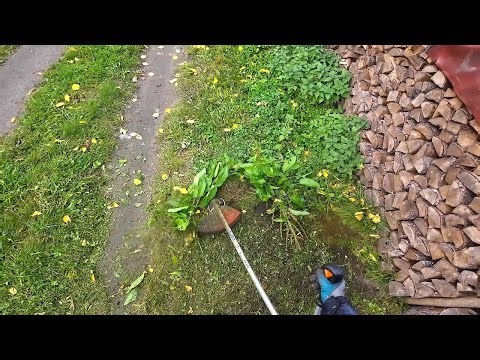 Stihl FS 120 in Action Cutting Wet Grass with Weed Eater String Trimmer Brush cutter Oct 2025 part 4