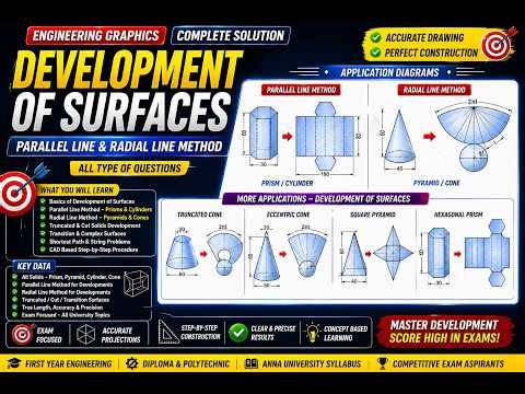 Development of Surfaces – 4| Engineering Graphics Made Easy (CAD Method)