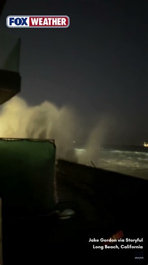 Massive Waves Smash Into California Boardwalk As Tropical Storm Rachel Approaches
