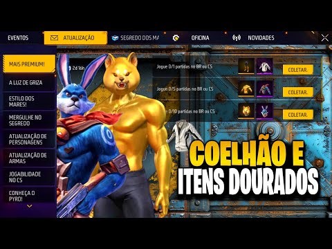 A BOA? COELHO GUERREIRO, JAQUETA ASUS, SHIBA DOURADO E SKINS DO FFWS NO FREE FIRE