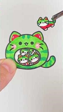 수박냥이 스티커 만들기 #sticker #diy #craft #paperdiy #cat #shorts