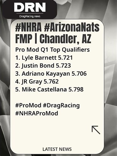 #NHRA #ArizonaNats Pro Mod Q1 Update #DragRacing #News