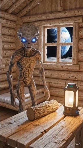 "A Realistic Alien Builds a Wooden Home on the Moon | Cinematic Sci-Fi Story"#SciFiStory #AlienLife