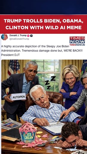 US President Trump Goes Full Comic Mode, Trolls Biden, Obama & Clinton With Wild AI Meme #shorts