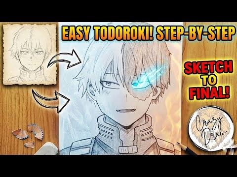 How to Draw Shoto Todoroki Step by Step | ❄️🔥 My Hero Academia Drawing Tutorial #CrazyDraw #todoroki